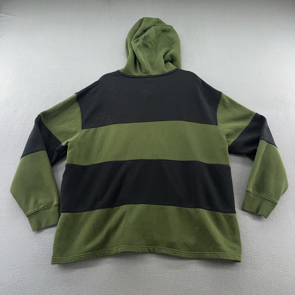 Levis Sweatshirt Mens XL Relaxed Fit Striped Rugby Hoodie Green Black - Picture 7 of 10